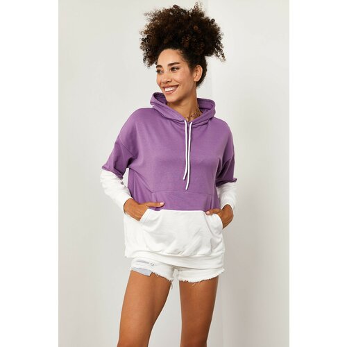 XHAN Women's Lilac Patchwork Sweatshirt Slike