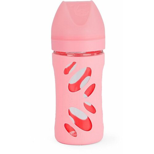 Twistshake Anti-colic staklena flašica za bebe 260ml roze Slike