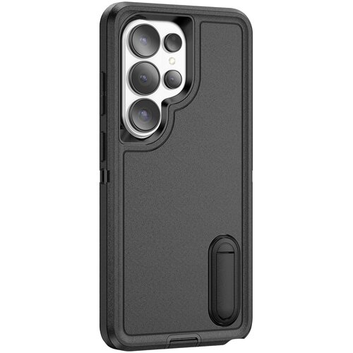 AVIZAR Ovitek za Galaxy S26 Ultra tri-materialni ojačani z vgrajenim stojalom, Črna, (5000275003) Cene