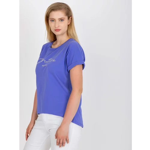 Fashion Hunters Purple cotton plus size t-shirt with short sleeves