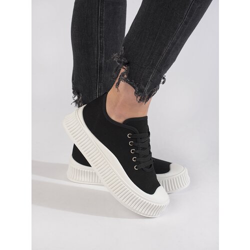 Shelvt Women's lace-up platform sneakers black Cijene