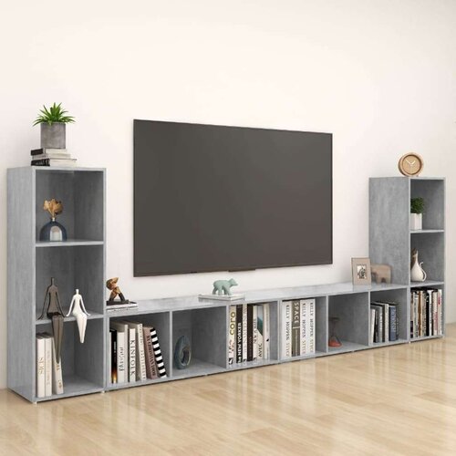 TV omarice 4 kosi betonsko sive 107x35x37 cm iverna plo&amp;scaron;ča - - Siva - 63.56 - N/A - 2025--Uvoz_2 Slike