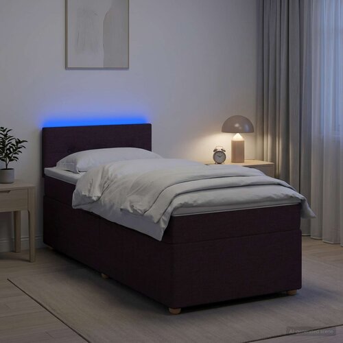  Boxspring krevet s madracem Tamno smeđa 100 x 200 cm Tkanina 100 x 200 x 100.5 cm Slike