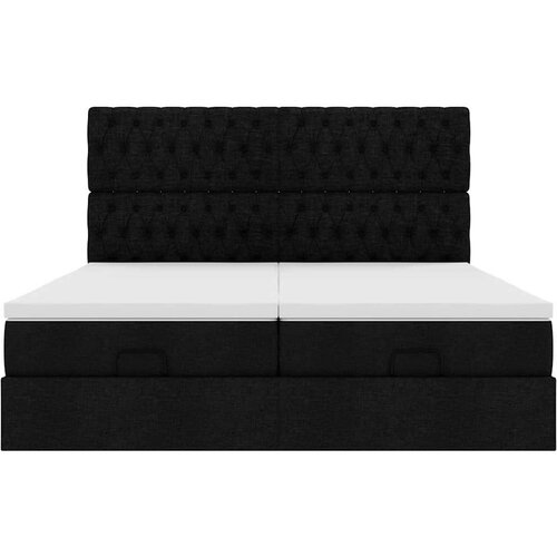 VidaXL otomanski okvir kreveta s madracima crni 200x200cm od tkanine Slike