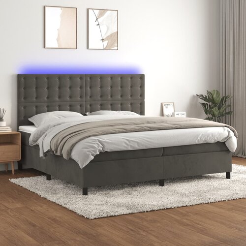  box spring s madracem LED tamnosivi 200x200 cm bar&scaron;un Cijene