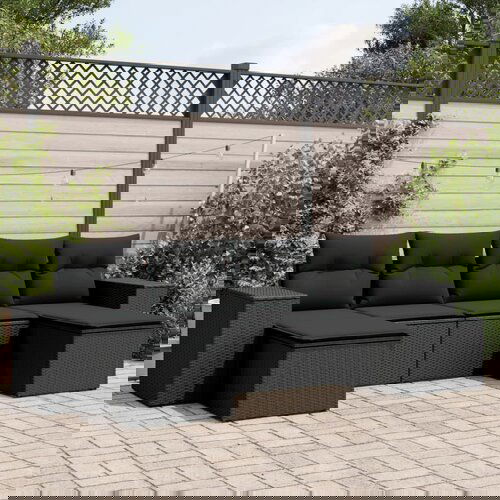 vidaXL 6-dijelni set vrtnih sofa s jastucima crni od poliratana Cijene