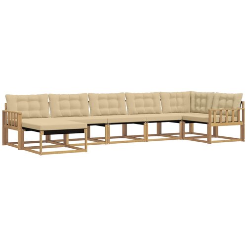 vidaXL Zunanja garnitura za sedenje z blazino 7 pcs Bela in bež, (5000281322) Cene