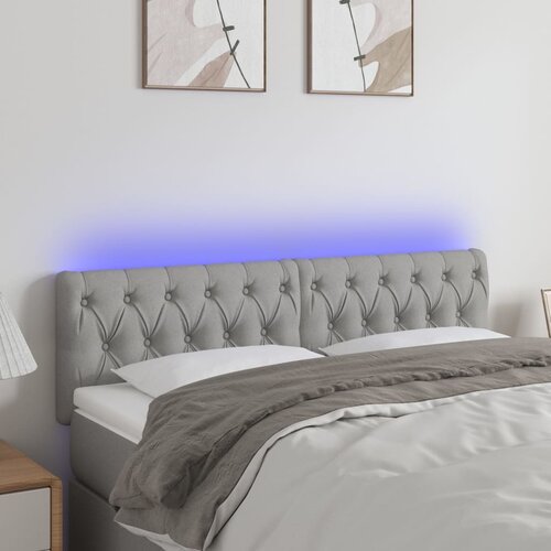 vidaXL LED posteljno vzglavje svetlo sivo 144x7x78/88 cm blago Cene