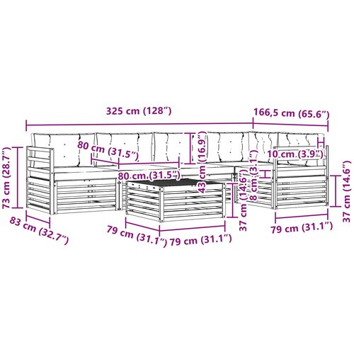  Set vanjskih sofa 6 kom. Bijela i svjetlosiva Poliester Slike