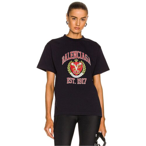 Balenciaga Majice s kratkimi rokavi COLLEGE T-SHIRT NAVY Modra Cene