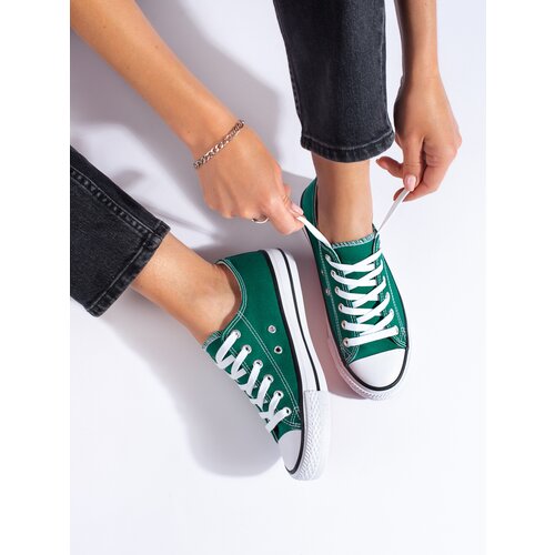 SHELOVET Women's Green Low Vico Sneakers Slike