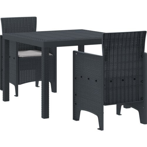 VidaXL set za blagovanje u vrtu od 3 dijela s jastucima antracit poly rattan Slike