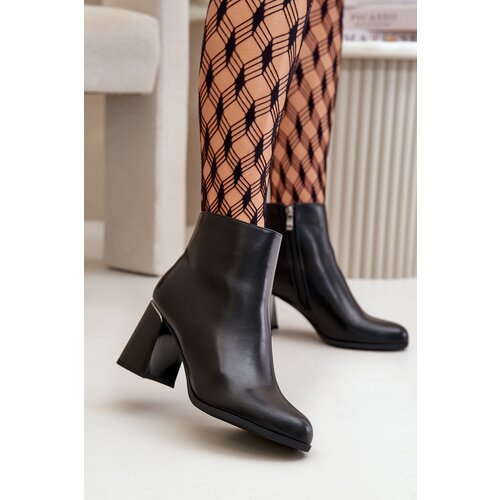 Boto Smooth Women&amp;#039;s Heeled Boots Made Of Eco Leather Insulated Black Milisea Slike