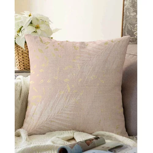 Minimalist Cushion Covers Svetlo rožnata prevleka za vzglavnik iz mešanice bombaža Leaves, 55 x 55 cm