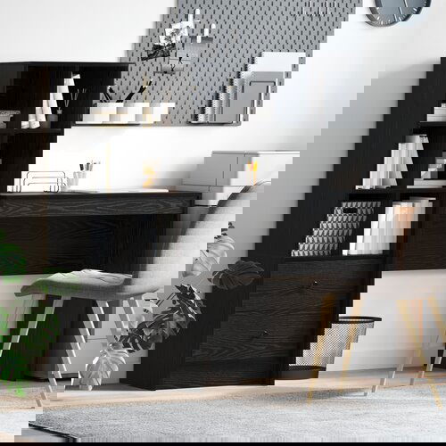 VidaXL Stol s odlaganjem Crni hrast Inženjersko drvo Slike