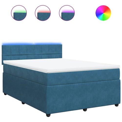Maison Chic Box spring postelja - Vzmetna postelja z vzmetnico modra 140x190 cm žamet SL4697, (21887695) Cene