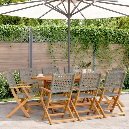 vidaXL Zložljivi vrtni stoli 8 kosov sivi poli ratan in trden les