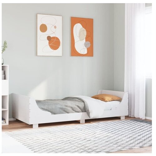VidaXL Okvir kreveta bez madraca bijeli 90 x 200 cm masivna borovina Slike