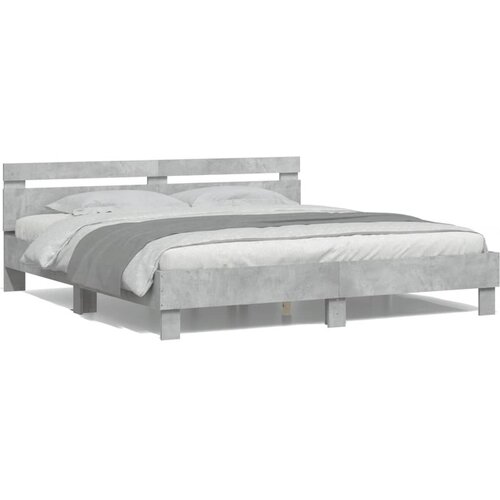 VidaXL Okvir za krevet s uzglavljem i LED siva boja betona 200x200 cm Slike