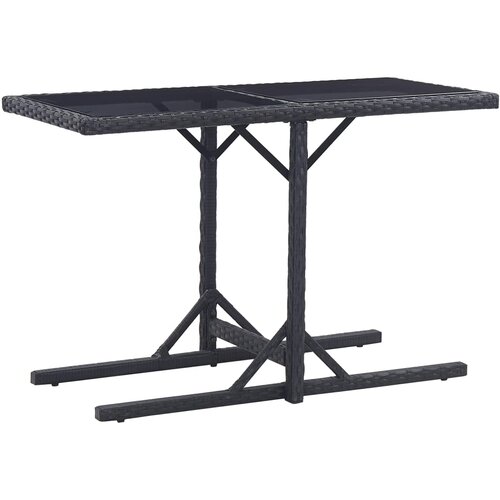 VidaXL Vrtna miza črna 110x53x72 cm steklo in poli ratan, (20625113) Slike