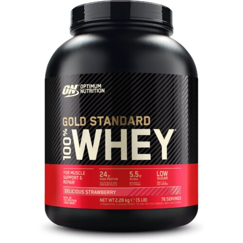 Optimum Nutrition 100% whey gold standard 2250 g ukusna jagoda Slike