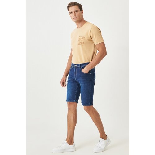 Altinyildiz classics Men&amp;#039;s Navy Blue Comfort Fit Relaxed Fit 5-Pocket Flexible Denim Jeans Shorts Slike