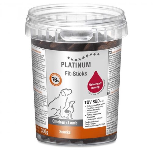 Platinum poslastice za pse fit-sticks chicken/lamb 300 g Slike