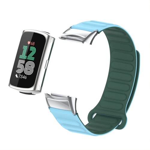 INF Magnetni silikonski pašček za Fitbit Charge 5 s kovinsko glavo Blue, (22131626) Cene