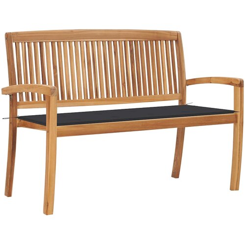  Složiva vrtna klupa s jastukom 128,5 cm od masovne tikovine Antracitno siva 120 cm Slike