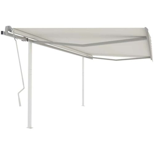 VidaXL Tenda na ručno uvlačenje sa stupovima 4 x 3 5 m krem Slike