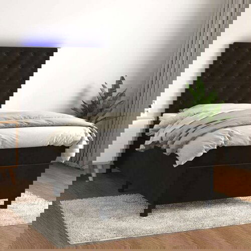 vidaXL Krevet box spring s madracem LED crni 90x190 cm baršun Cijene