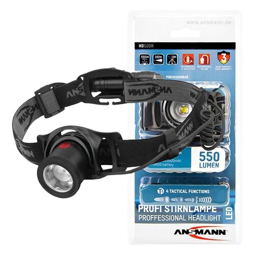 Ansmann Lampa za glavu HD500R, Crna Slike