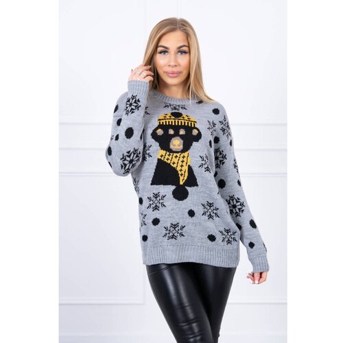 Kesi christmas sweater with bear gray Slike