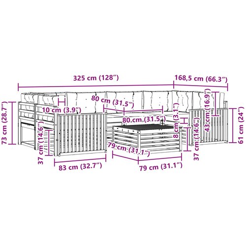  Set vanjskih sofa 7 kom. Prirodna i antracit Slike