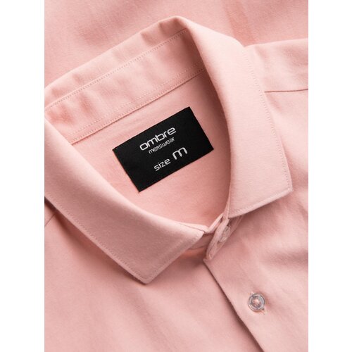 Ombre Men's REGULAR FIT shirt with pocket - pink Cene