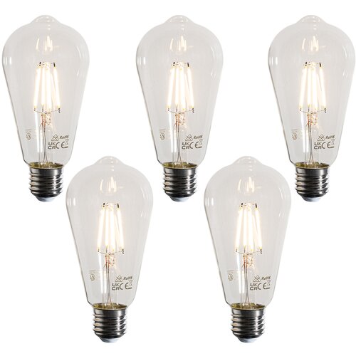 LUEDD Set van 5 E27 LED lamp filament ST64 helder 4W 470 lm 2700K Slike