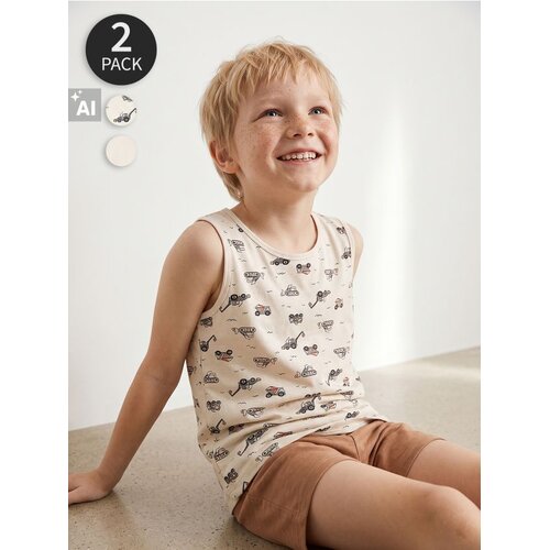 Sinsay Pamučne potkošulje s motivom građevinskih vozila 2 pack Cene