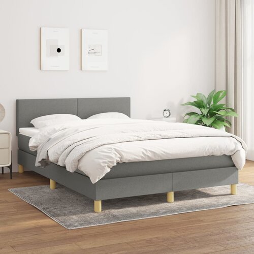 The Living Store Box spring posteljni z vzmetnico temno siv 140x190 cm blago - Box Spring Postelja, (21516055) Slike