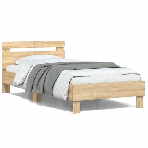  Okvir kreveta s uzglavljem LED boja hrasta sonome 100 x 200 cm Slike