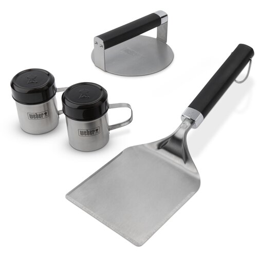 Weber WeberPlancha Smashed Burger Set, set od 4 dijela s pre&scaron;om za burgere, &scaron;irokim lopaticama za okretanje na ro&scaron;tilju te Cijene