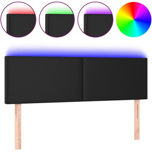 Maison Chic led posteljno vzglavje - vzglavna omarica - nočna omarica črno 144x5x78/88 cm umetno usnje, (21709266) Slike