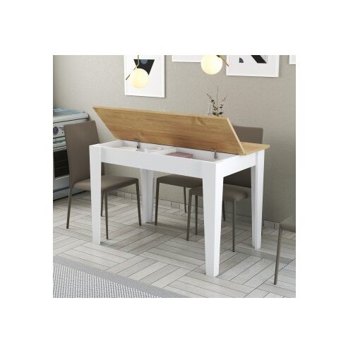Hanah home Trpezarijski sto Kijev 512 110x75x72cm Bijeli hrast Slike