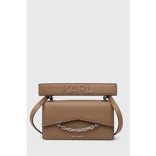 Karl Lagerfeld Usnjena torbica rjava barva, 245W3028