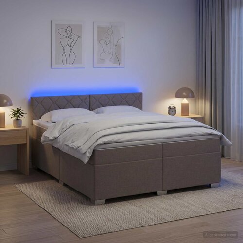  Krevet s box springom, madracem i LED-om Sivosmeđa 200 x 200 cm Cene