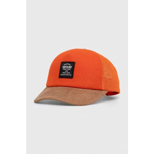 Superdry Kapa s šiltom oranžna barva
