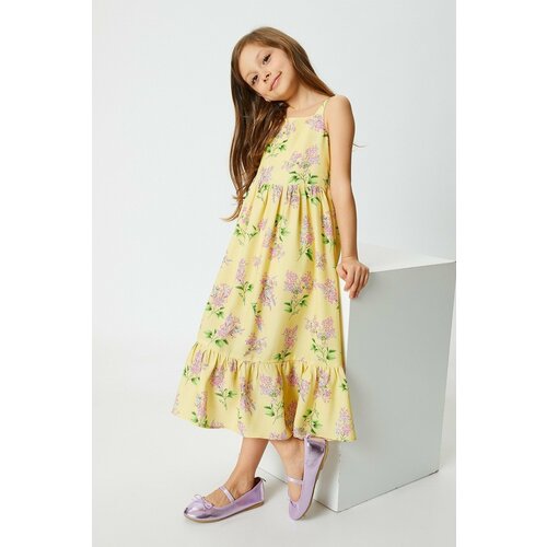 Koton Girl's Midi Floral Strapless Gipe Detailed Dress 3skg80038ew Slike