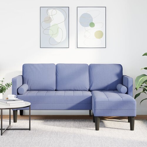 vidaXL L-oblikovana sofa Jeans modra Trden bukov les 173 x 131 x 67 cm Cene