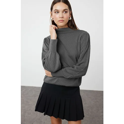 Trendyol Anthracite Stand Collar Knitwear Sweater