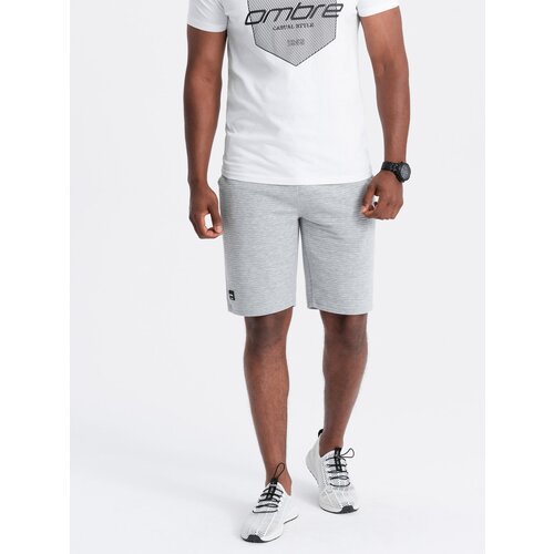Ombre Men's short ottoman knit sweat shorts - gray Slike