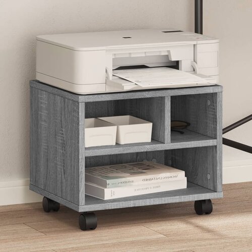 VidaXL Stojalo za tiskalnik s kolesi siva sonoma 41x32x34,5 cm Slike